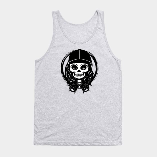 Security Skull and Crossed Handcuffs Black Logo Tank Top by Nuletto